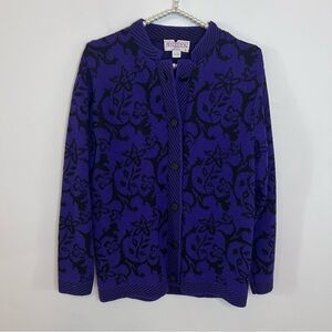 Pendleton Vintage Wool Blend Floral Print Button Front Knit Cardigan |Petite M|